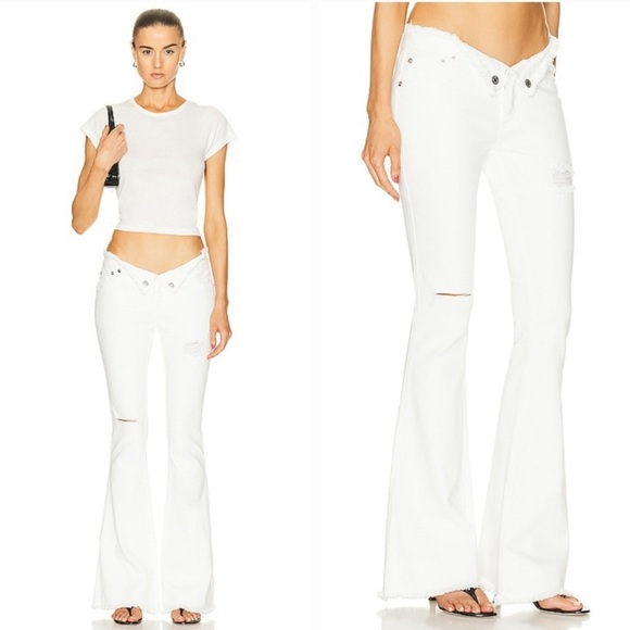 SER.O.YA Olivia Mid-rise Pant in White Size 24 NWT - Picture 3 of 4